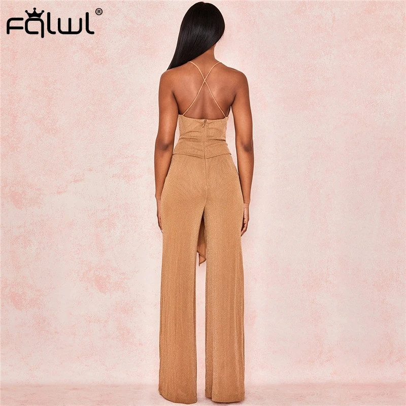 FQLWL широкая повязка на ногу сексуальный комбинезон для женщин элегантный с