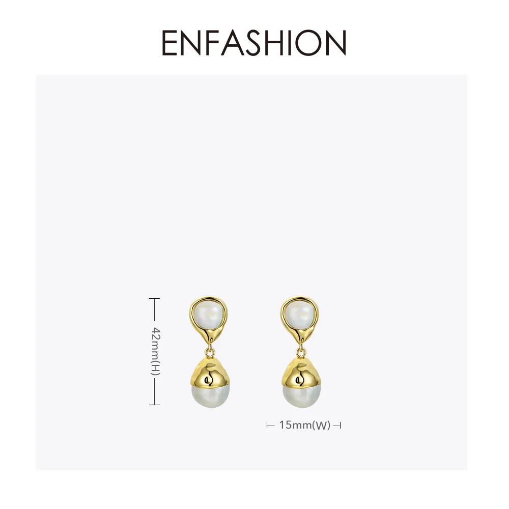 Женские винтажные серьги подвески Enfashion длинные золотистого цвета с натуральным