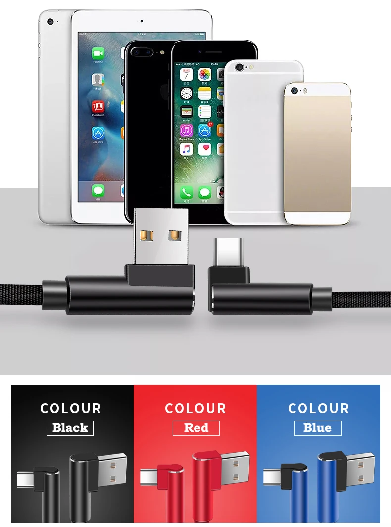 L-Форма 0,25-3 м Тип usb-C кабель для samsung S9 S8 huawei P9 P10 P20 Xiaomi Redmi note 7 быстрой зарядки Тип C кабель мобильного телефона