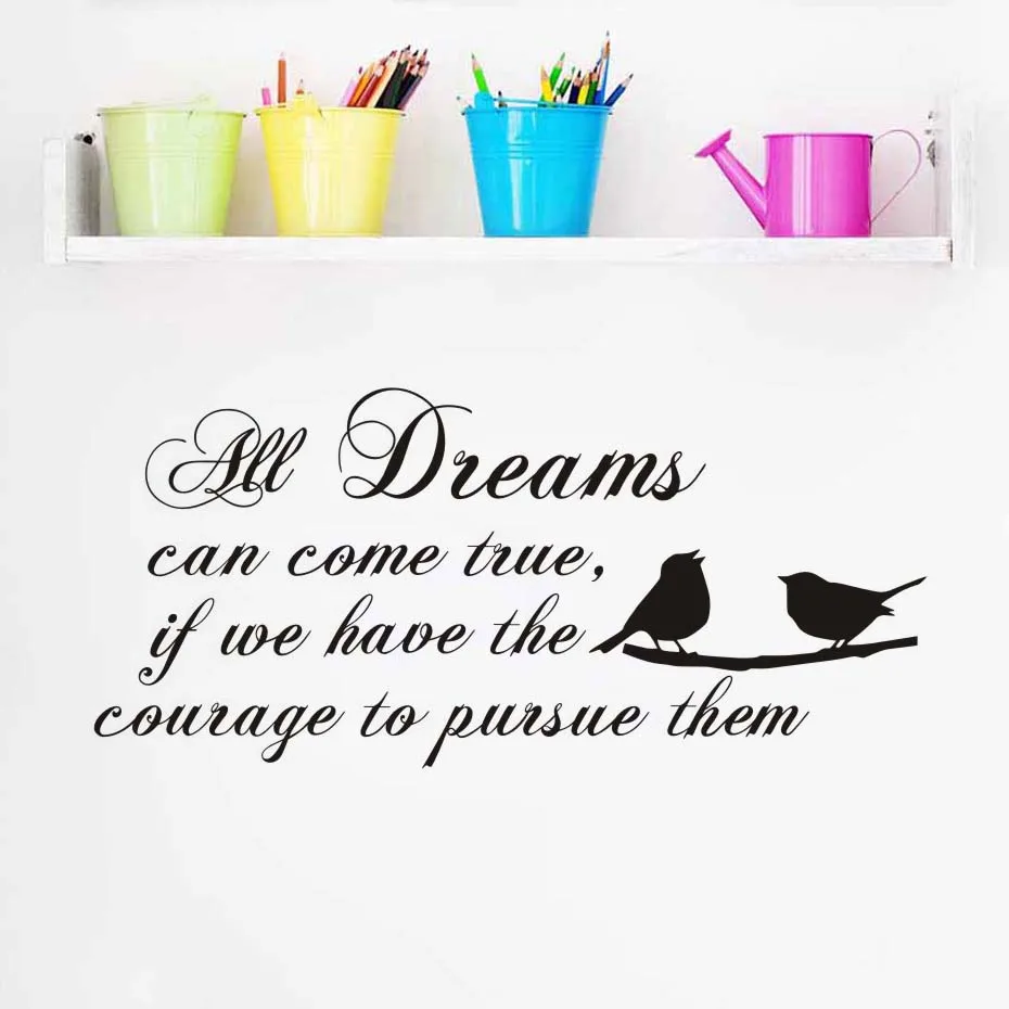Наклейки на стену все сны могут воодушевить цитата современный постер настенные