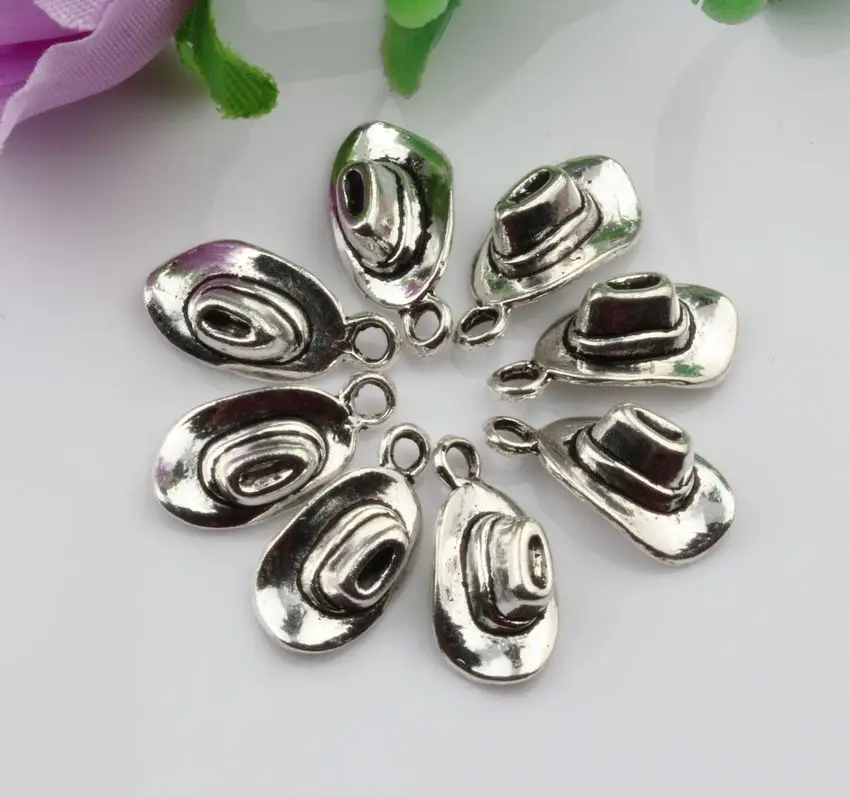 MIC 12 шт цинковый сплав 3D кулоны в виде ковбойской шляпы Подвески бусины 8 мм x 16 5 DIY