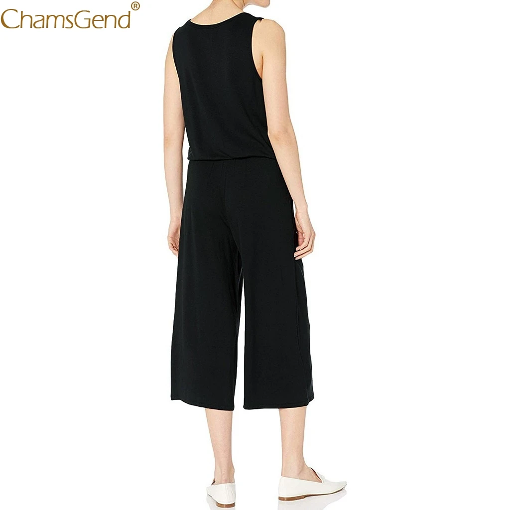 Черный комбинезон женский большого размера элегантный однотонный эластичный