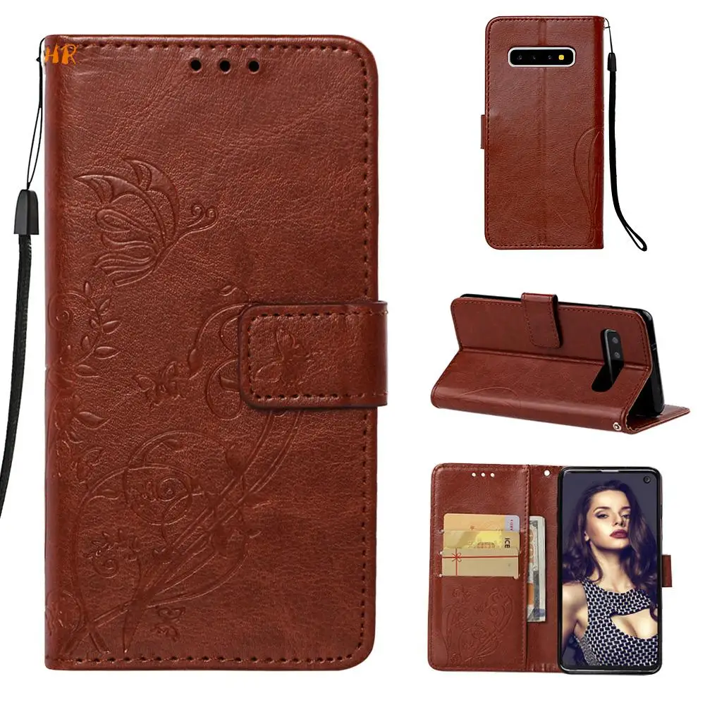 Кожаный чехол для samsung Galaxy J4 J6 A6 A7 A750 Fundas S10 S10e Plus чехол-книжка с бабочкой кошелек
