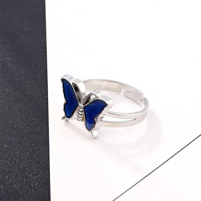 1 Pcs New Exquisite Color Change Mood Emotion Feeling Changeable Ring Butterfly Open Enamel Cute For Union Jewelry R86 | Украшения и