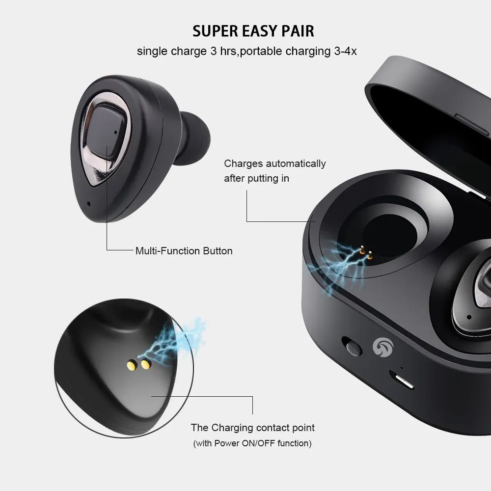 Беспроводные наушники Sago K5s с шумоподавлением спортивные Bluetooth проводные