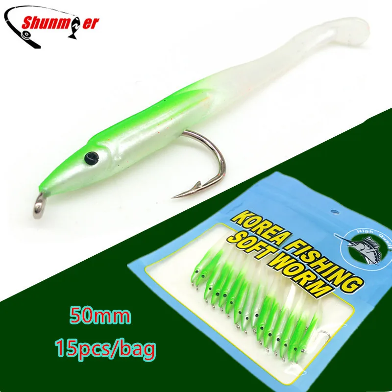 SUNMILE 15pcs 0.6g 50mm Eel Soft Lures baits Fishing Lure Pesca Peche Tackle Wobblers Fish Carp Leurre Souple Isca Artificial