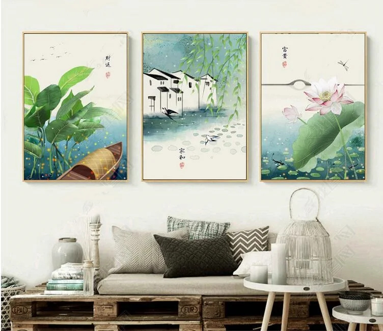 

Chinese Style Landscape Painting Flower Lotus Poster Painting Printed On Canvas Wall Pictures For Living Room Decorations