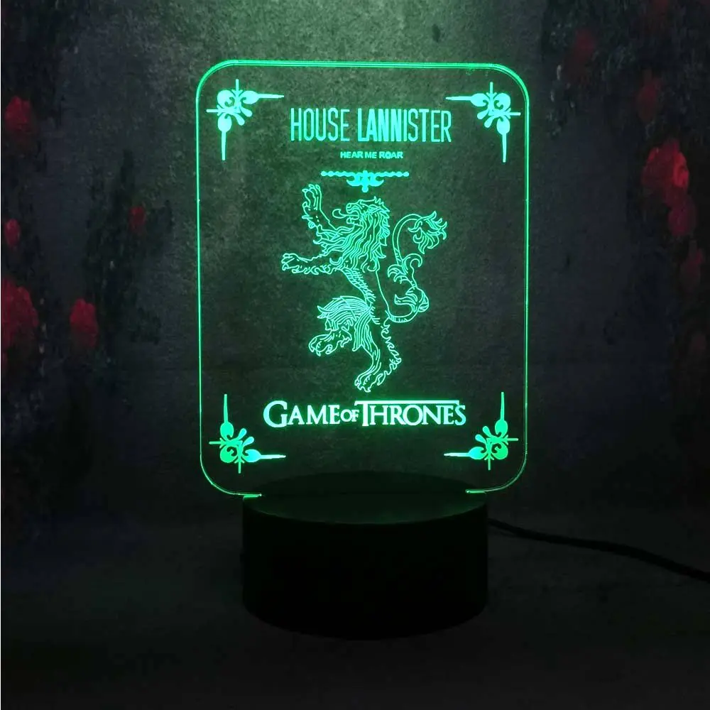 DIY 3D настольная лампа Gane of Thrones HOUSE LANNSTER креативный Декор для сна в спальню детей