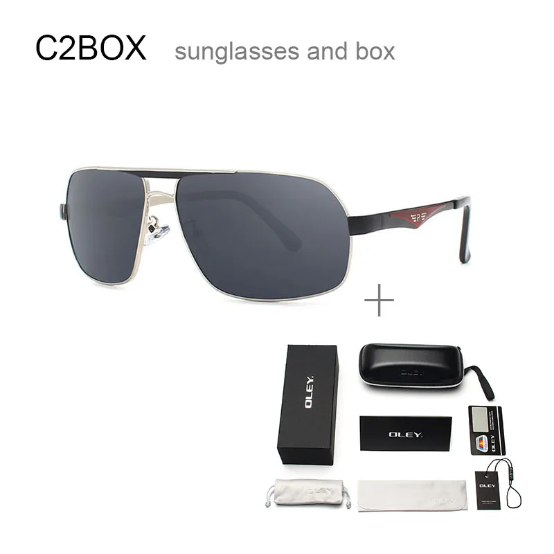 Y1543 C2BOX OLEY бренд унисекс из нержавеющей стали мужские поляризованные зеркальные солнцезащитные очки женские очки Аксессуары Солнцезащитные очки для мужчин Y1543 - Цвет линз: Y1543 C2BOX
