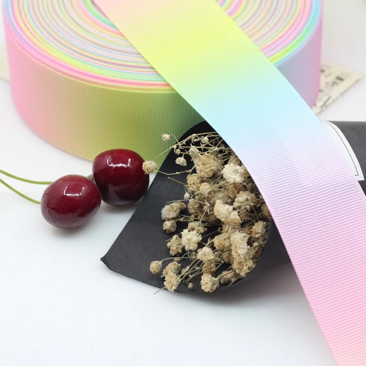 Градиентные цвета радуги бантик для волос украшение вечерние 1 м/лот 4 размера (25