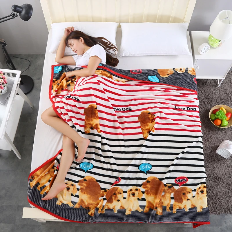 Прекрасный желтый щенок шаблон Одеяла для Кровати флис теплый зимний спальный