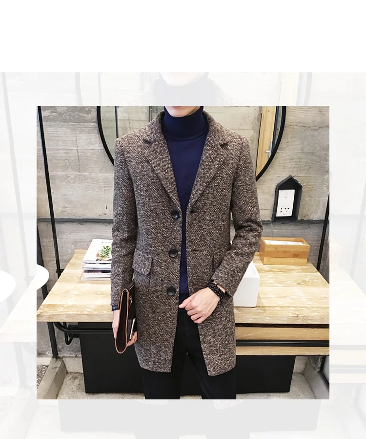 Зимние сапоги с хорошей терморегуляцией в длинный плащ для мужчин, пальто wild это ветровка, Рождественский свитер для мужчин подарки, сплошной цвет мужское шерстяное пальто