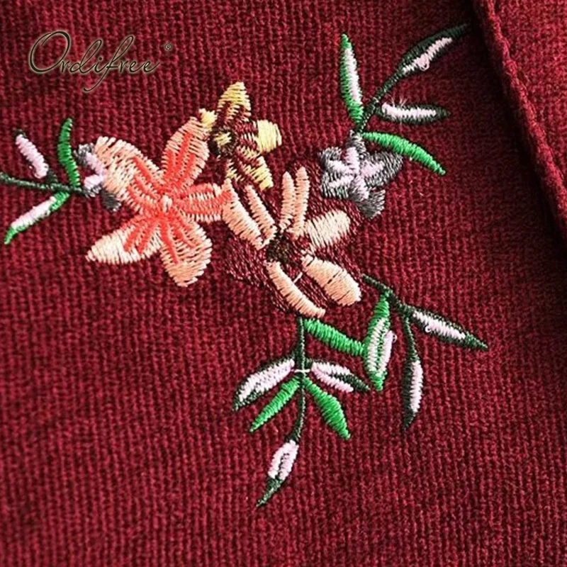 Ordifree/ летняя бархатная юбка с вышивкой, красная Сексуальная мини-юбка с цветочной вышивкой, высокая талия, женская короткая юбка карандаш