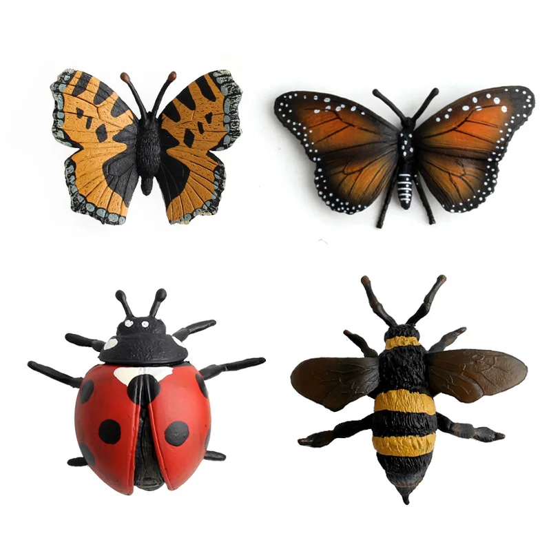 8 teile/набор insekten spielzeug marienkafer grasshopper mantis bee spielzeugfiguren ПВХ яруса модель bilding