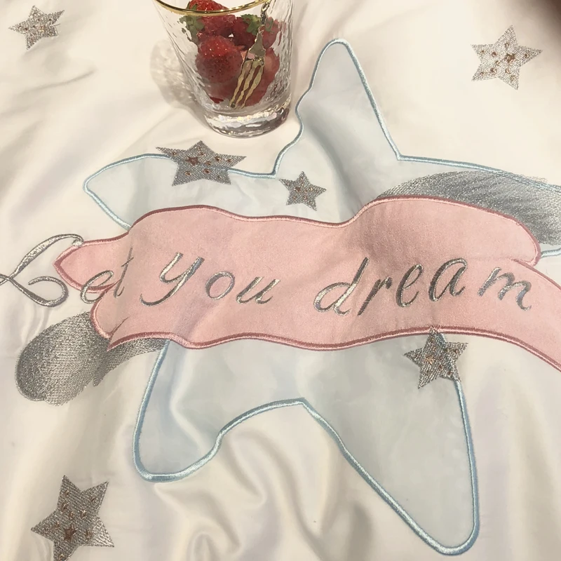 Розовый девушка постельные принадлежности Сердце комплект 600TC египетского