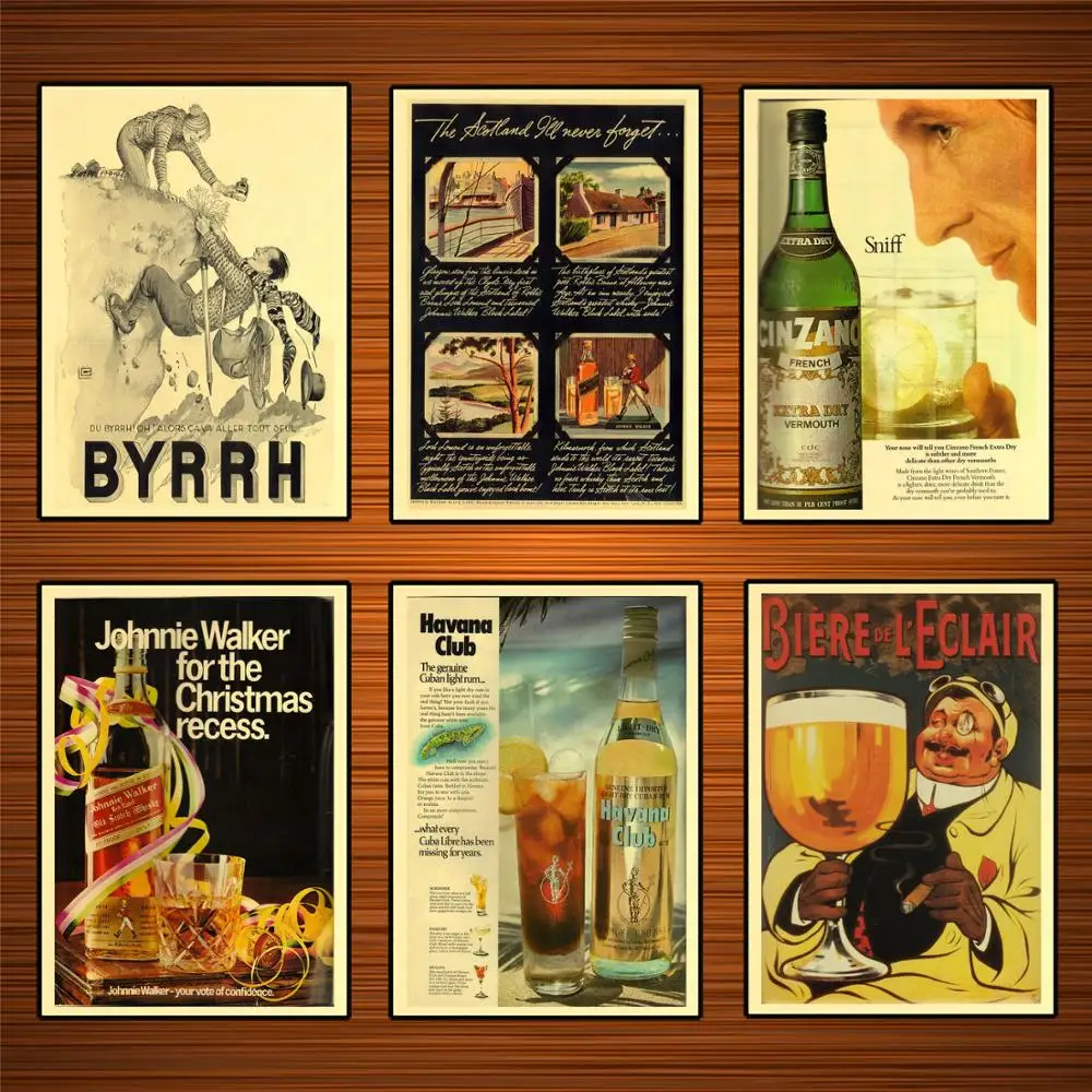 Винтажный постер Johnnie Walker на спиртовой винной пивной черной этикетки