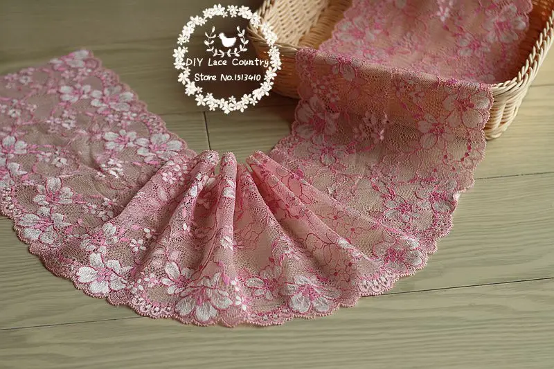 

16cm wide 2 yds /lot Handmade Hair Decoration Wide Elastic Stretch Lace Trim wedding dress skirt lace trim
