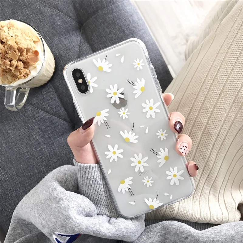 Lovebay, прозрачные чехлы для телефонов с ромашками для iphone X, XS, Max, XR, 6, 6 S, 7, 8 Plus, чехлы с цветочным принтом, с сердечками, силиконовые чехлы на заднюю панель