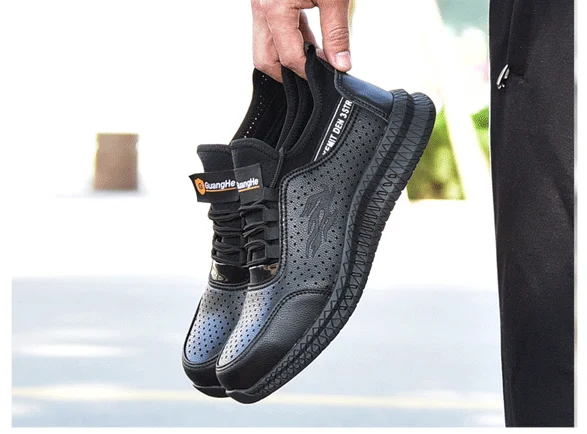 Мужские Нескользящие кроссовки из натуральной кожи пропускающие воздух со