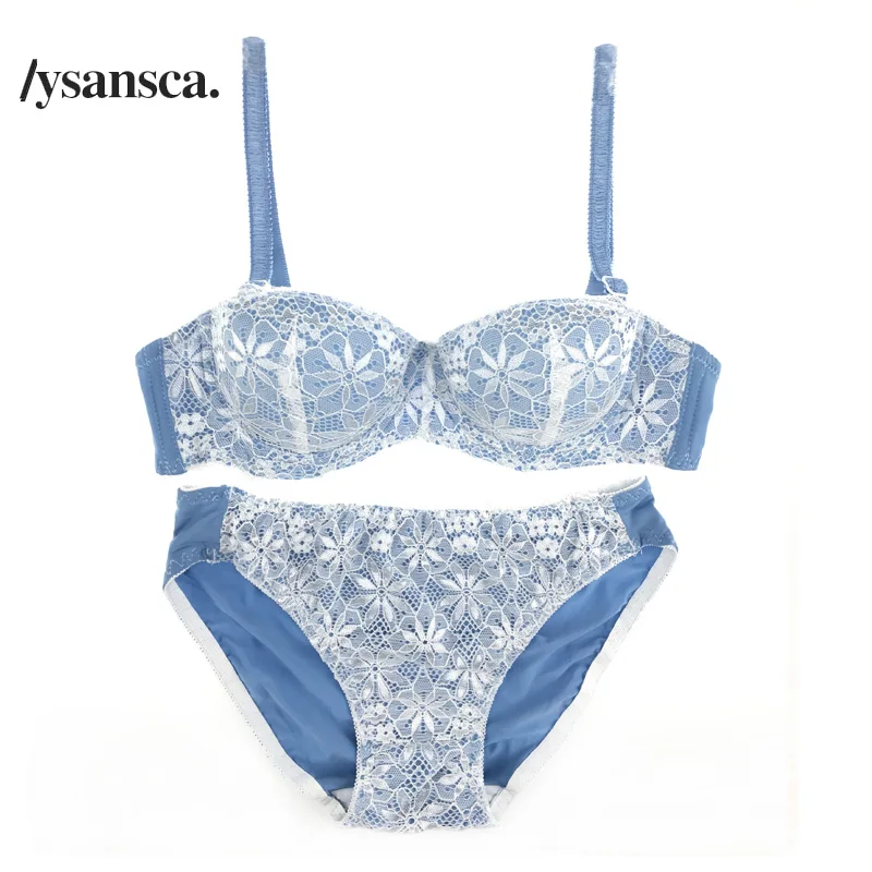 YSANSCA Горячая Распродажа роскошное Брендовое сексуальное нижнее белье с чашечками 1/2, комплект нижнего белья пуш-ап, нижнее белье с цветочной вышивкой, кружевной женский бюстгальтер, трусики