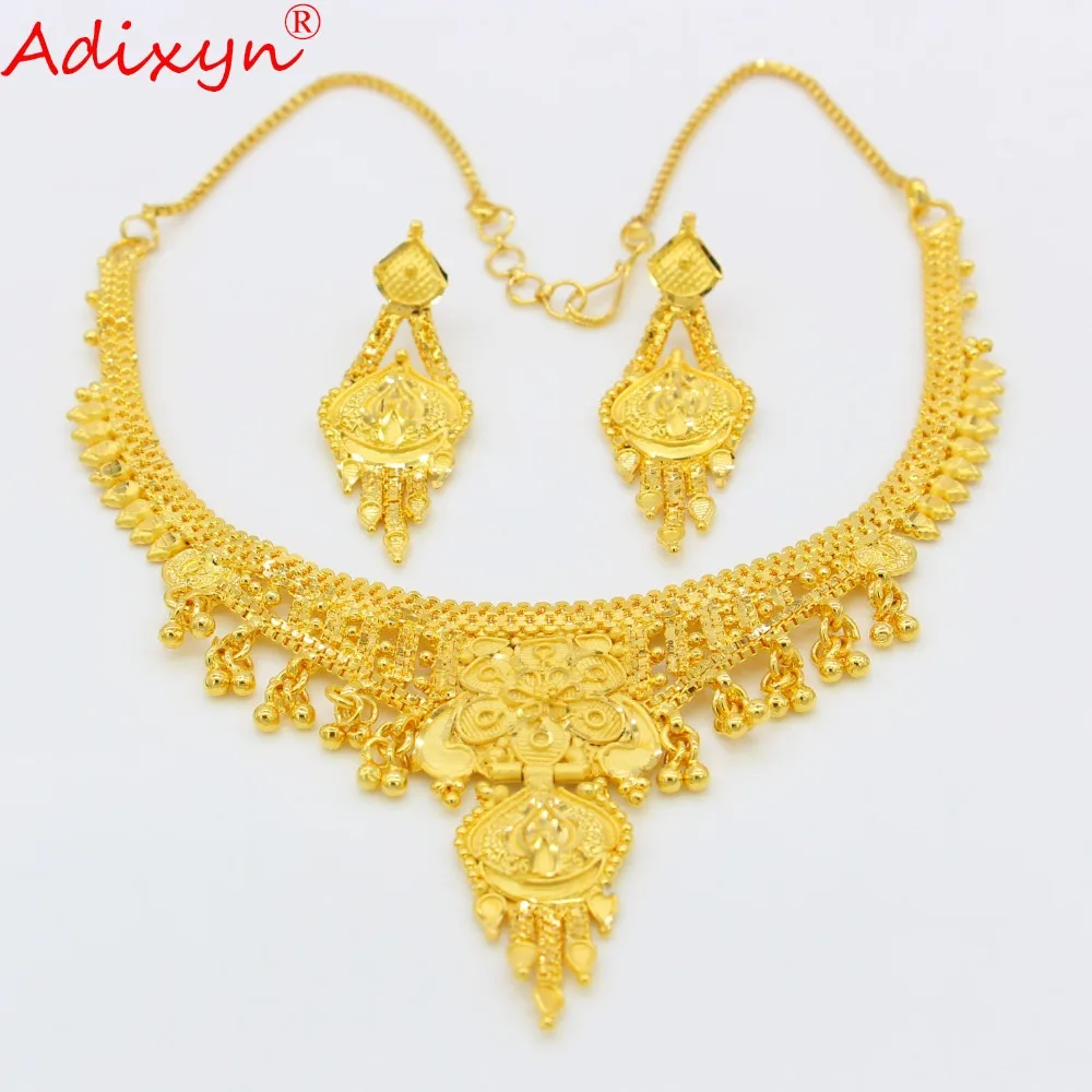 Adixyn Дубай ожерелье с кисточкой серьги набор ювелирных изделий для женщин/девочек