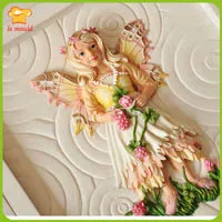 B new flower fairy silicone mold angel fondant mold chocolate mould ultra light clay cake decoration mold relief - Цвет: B