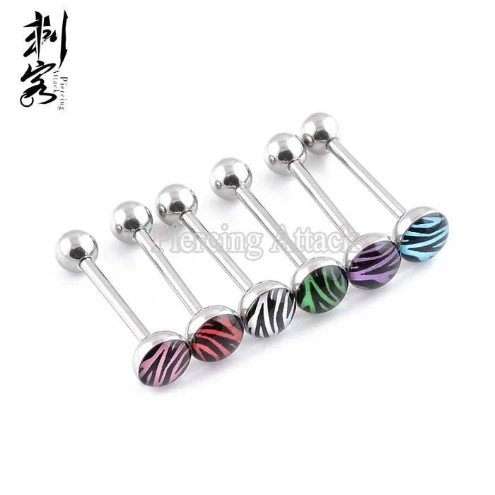 Штанга с принтом зебры купол топ оптовая продажа ювелирные изделия тела в Китае |