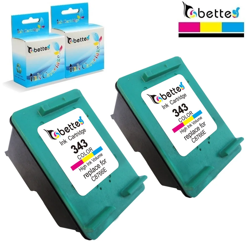 2PK замена чернильных картриджей для HP 343 Photosmart C3100 C3110 C3125 C3135 C3140 C3150 C3170 C3173 C3175 C3180 C3183