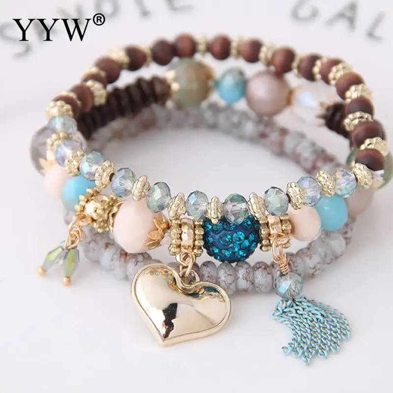 3 шт./компл. браслеты с бусинами из натурального камня для женщин кисточками и