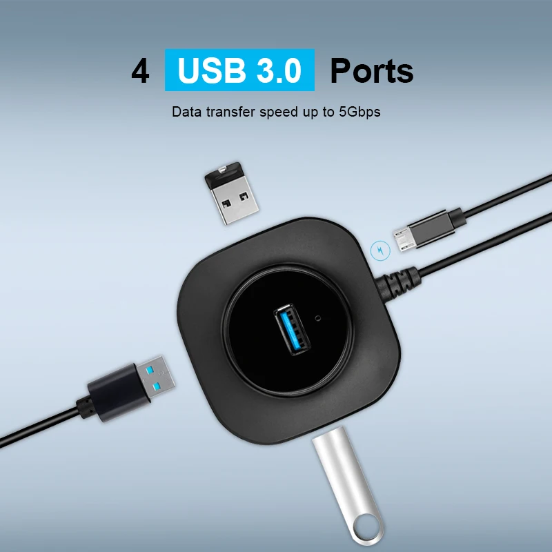 Мульти USB концентратор 3 0 сплиттер мини 4 порта расширитель Micro hab