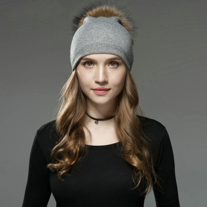 Кролик шапка с помпоном кашемировые шапочки Женские Pom Hat бархат трикотажный