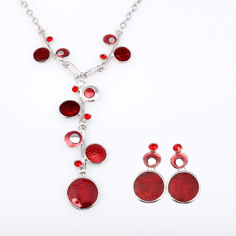 Колье из высококачественного сплава с эмалью Шейное ожерелье и серьги набор