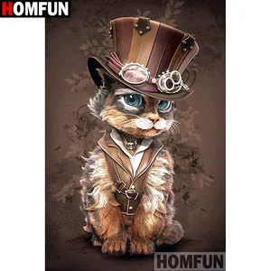 Алмазная 5D картина HOMFUN сделай сам, вышивка крестиком из квадратныхкруглых страз Мультяшные животные, кошки, домашний декор, A18949