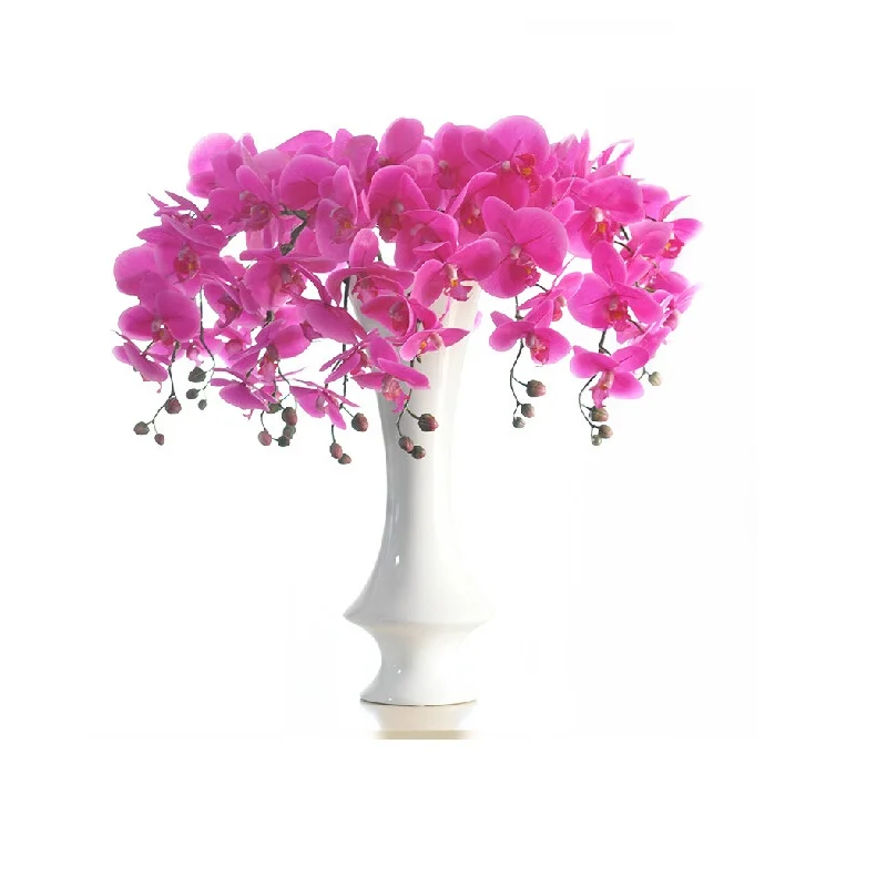 

INDIGO- 9pcs Plastic Purple Orchid Real Touch Phalaenopsis Flower Wedding Party Flower Butterfly Interior Trim Shop Display