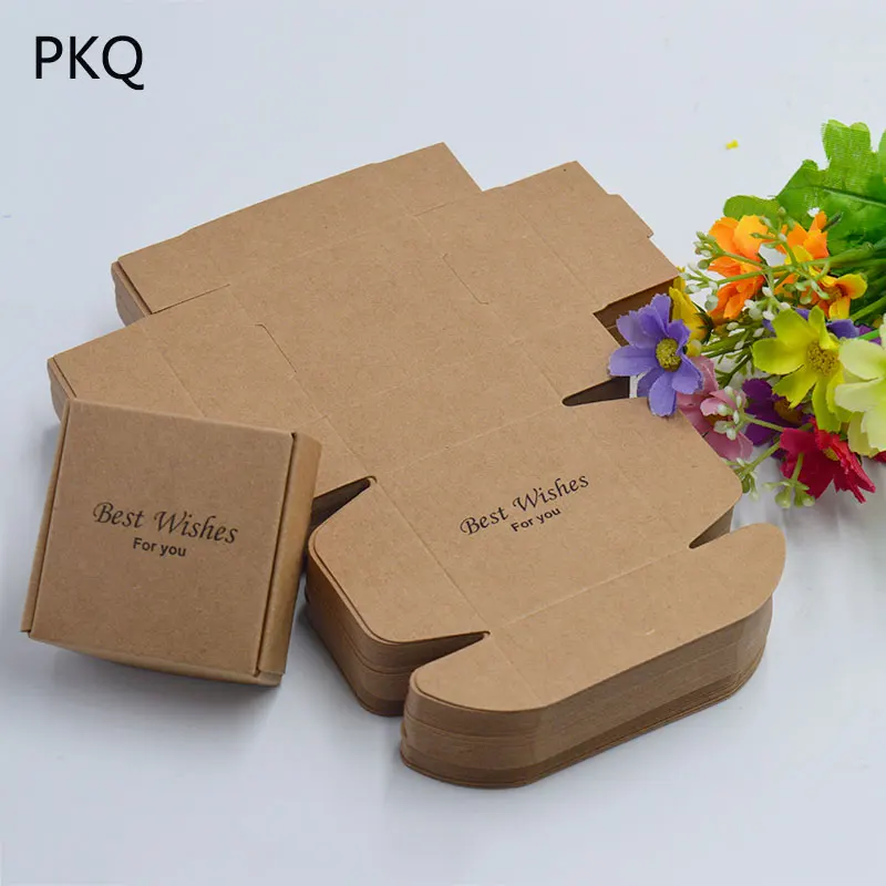 10pcs Small Kraft Paper Box Craft Gift Handmade Soap Packaging Thank you Cardboard Boxes Canton 5.5x5.5x2.5cm | Дом и сад