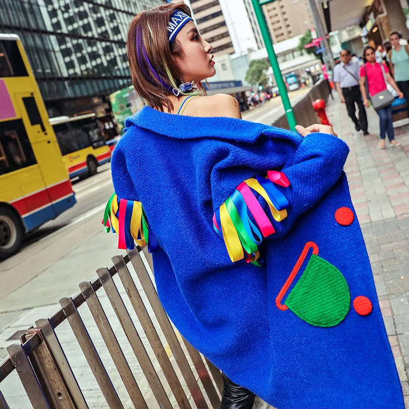 2018 Зима Новое поступление патч дизайн кисточкой шерстяные пальто для женщин