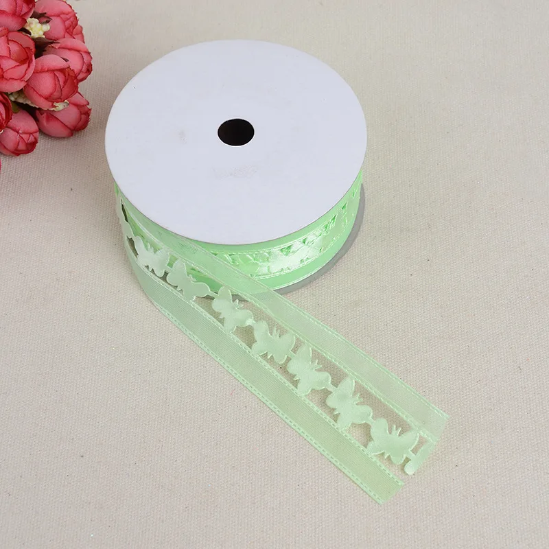 Полые бабочки новая лента 3 8 см * 20 ярдов Печать Grosgrain DIY свадебное платье обувь