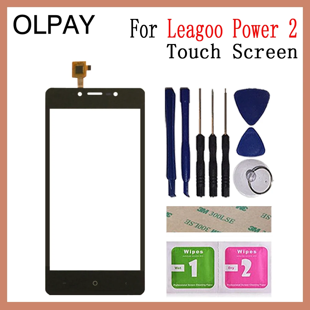 OLPAY 5,0 дюймов для Leagoo power 2 Сенсорный экран дигитайзер панель передняя внешняя передняя стеклянная линза сенсор Бесплатный клей+ салфетки