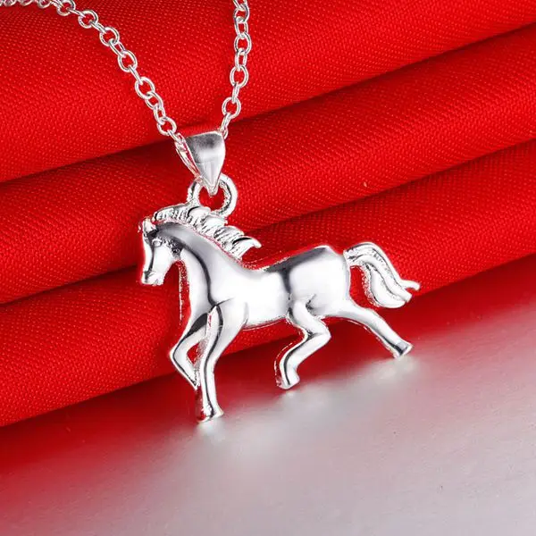 925 Sterling Silver European and American women necklace simple fashion creative animals Horse Necklace 017 | Украшения и