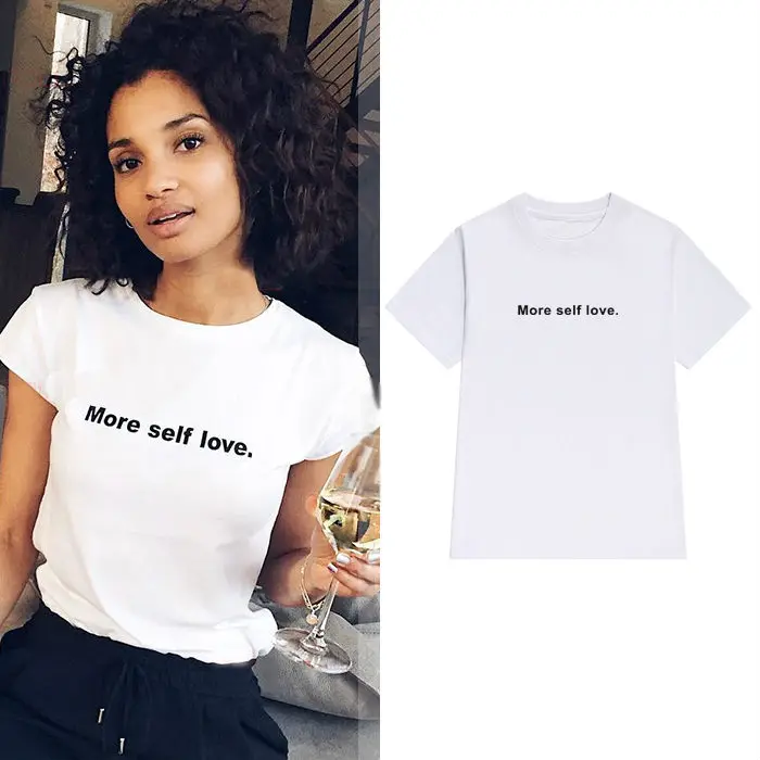 Женская футболка с надписью more self love хлопковая Повседневная забавная Футболка