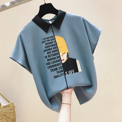 Обычные размеры женские блузки и топы корейские шифоновые рубашки с буквенным