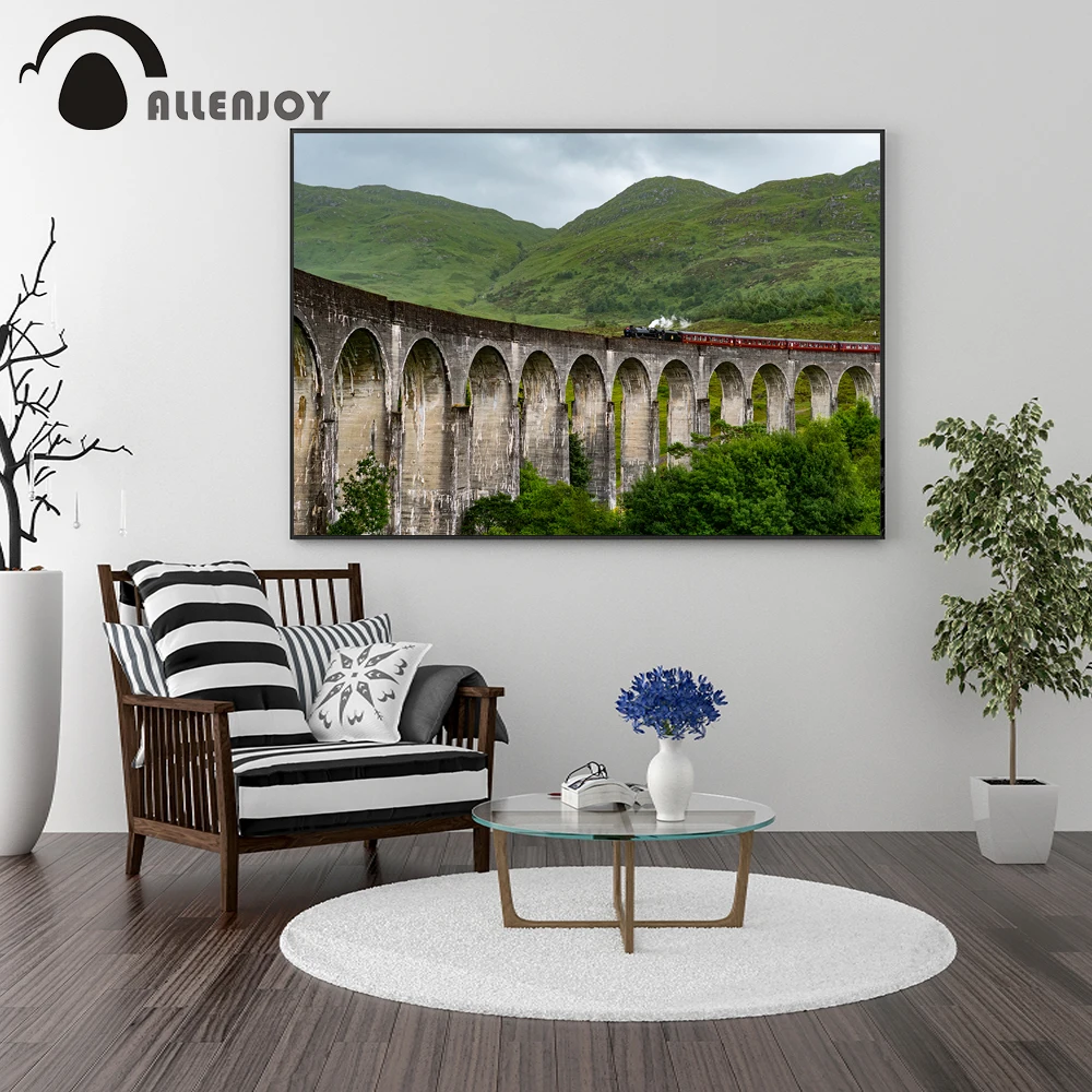 Allenjoy пейзаж фотографии горы Арка мост поезд холст картины скандинавский veiw