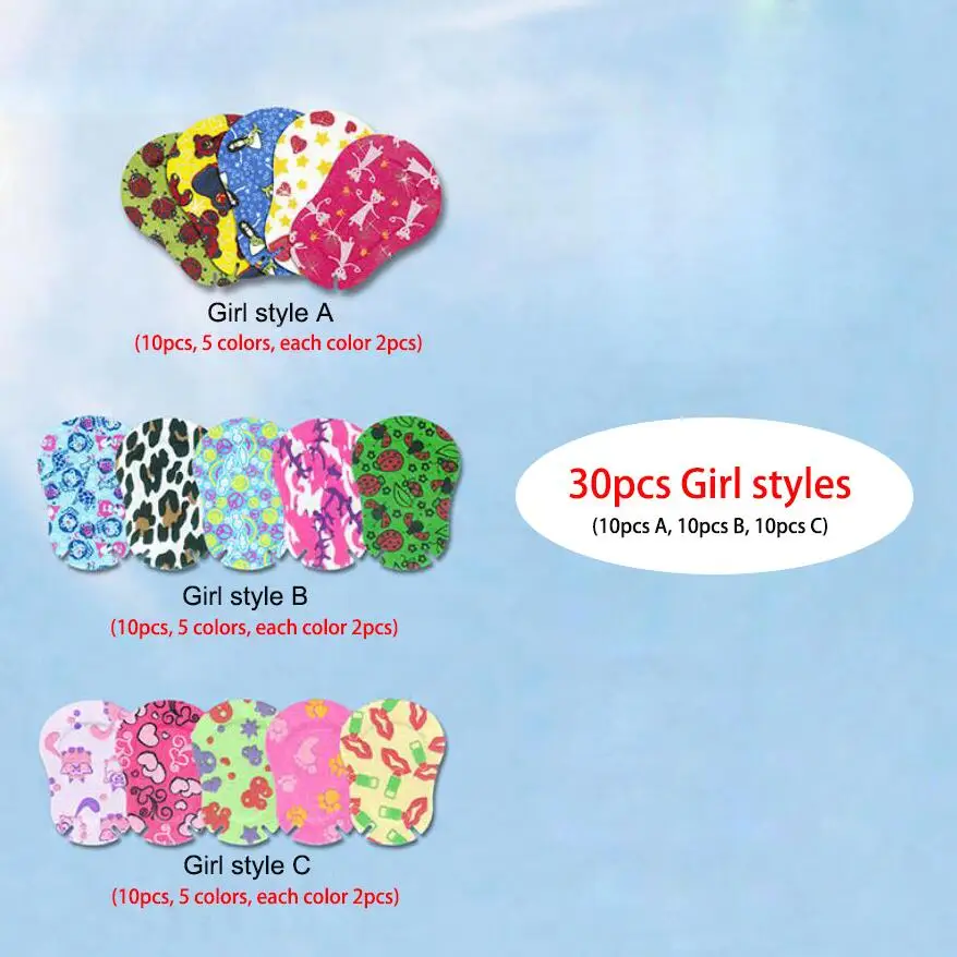 30pcs Girl Mix style 30 шт. красочные Мультяшные защитные очки для глаз для детей, очки для амблиопии, ортопедические дышащие маски, Мягкие накладки для глаз, высокое качество, D50 - Цвет: 30pcs Girl Mix style
