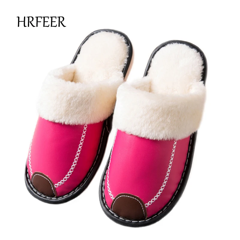 HRFEER/зимние женские домашние тапочки с искусственным мехом модная теплая