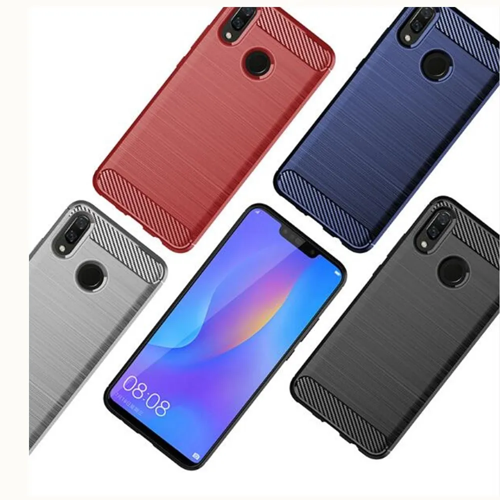 Чехол из углеродного волокна для Huawei Y9 2019 JKM-LX3 JKM-LX1 резиновый силиконовый чехол