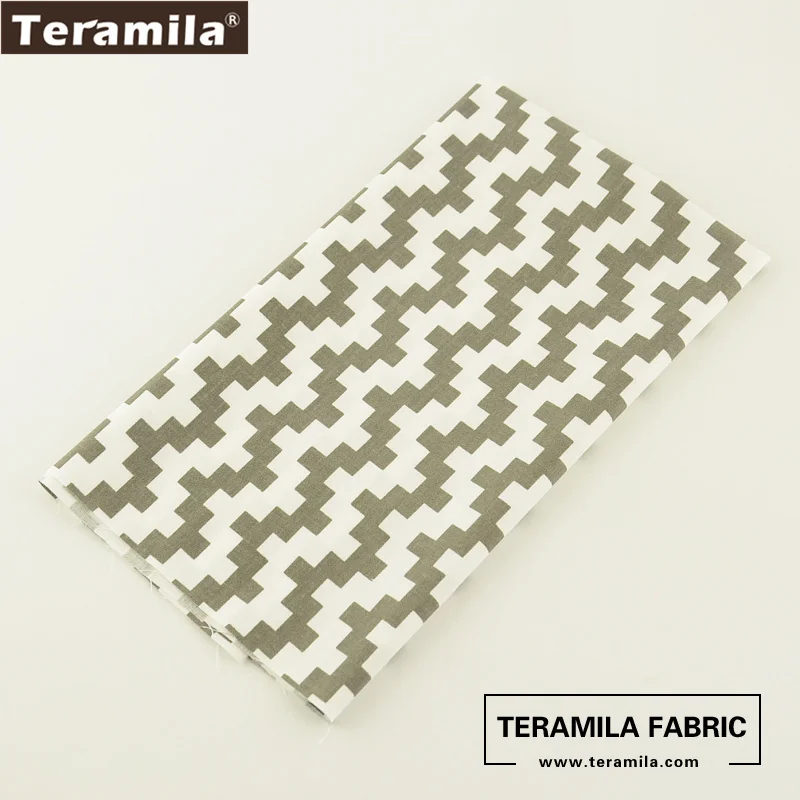 Хлопчатобумажная ткань Teramila с геометрическим принтом квадратный дизайн