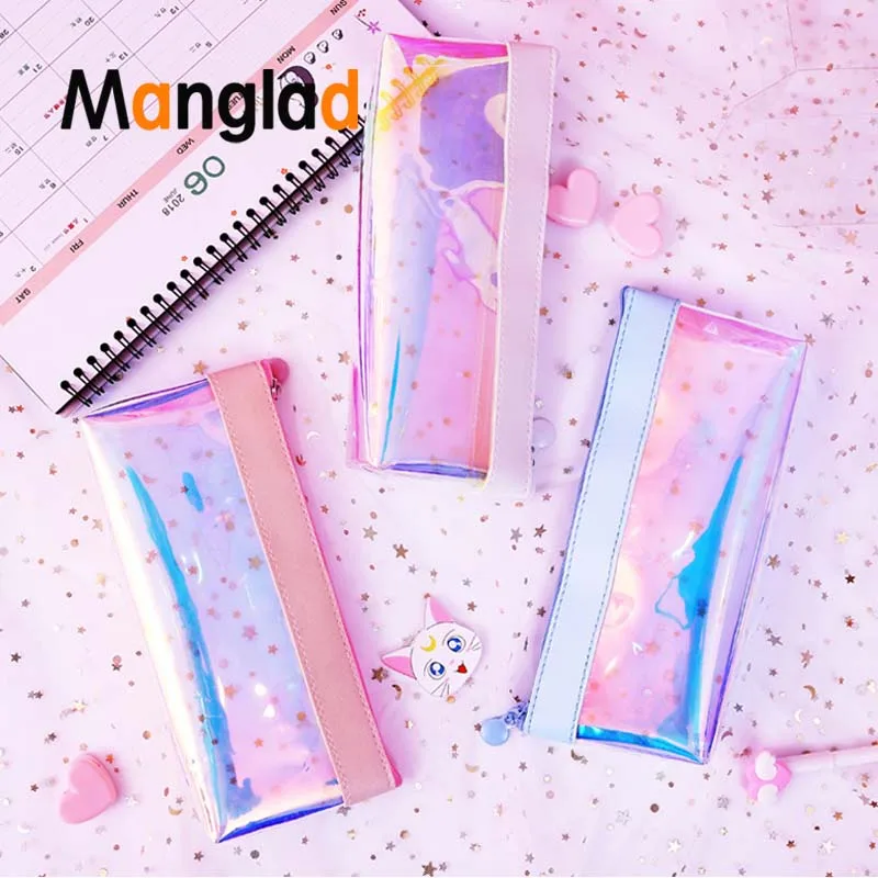 

Holographic Waterproof Cosmetic Makeup Bag, Colorful Pencil Pen Brushes Case Zipper Handbag Toiletry Pouch Storage Organizer