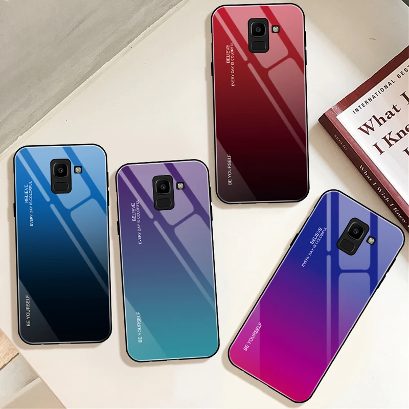 Чехол для Samsung Galaxy J4 Plus J6Plus J8 2018 градиентный зеркальный чехол из закаленного