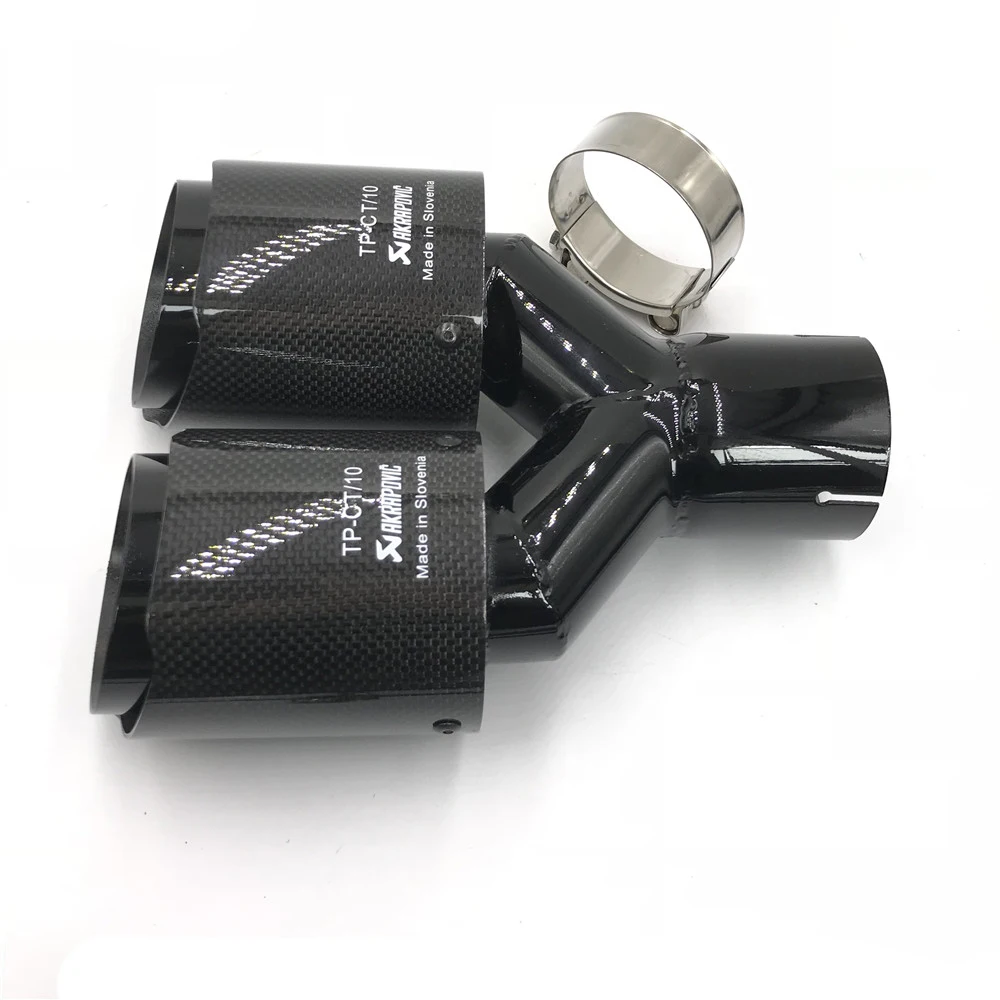 1 шт. Akrapovic глянцевое углеродное волокно+ черная краска нержавеющая сталь выхлопной наконечник двойной глушитель трубы