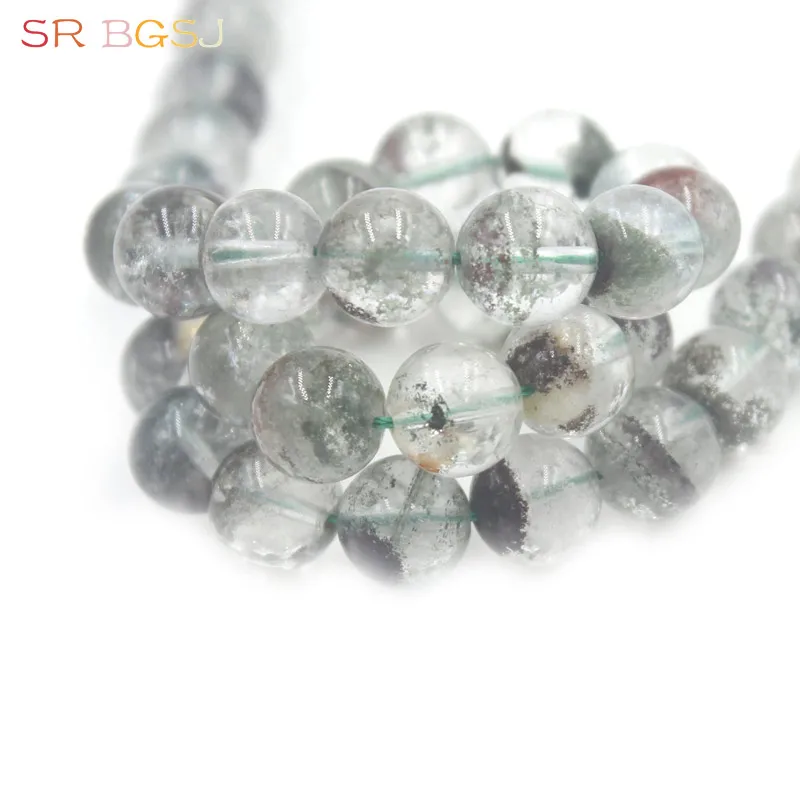 

Free Shipping 6 8 10 12mm Natural Gems Stone Round Jewelry Making Genuine Green Phantom Quartz Beads Strand 15"